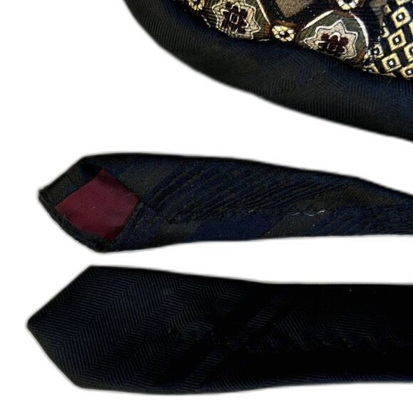 Charmonix Tergal Necktie Bag Wm's Crossbody 7.5"x10.5" Blk/Gold Fabric Print - Picture 6 of 10